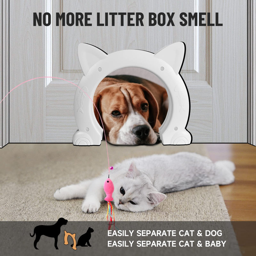 PUPIHOM cat door interior white no-flap design reduces noise for households