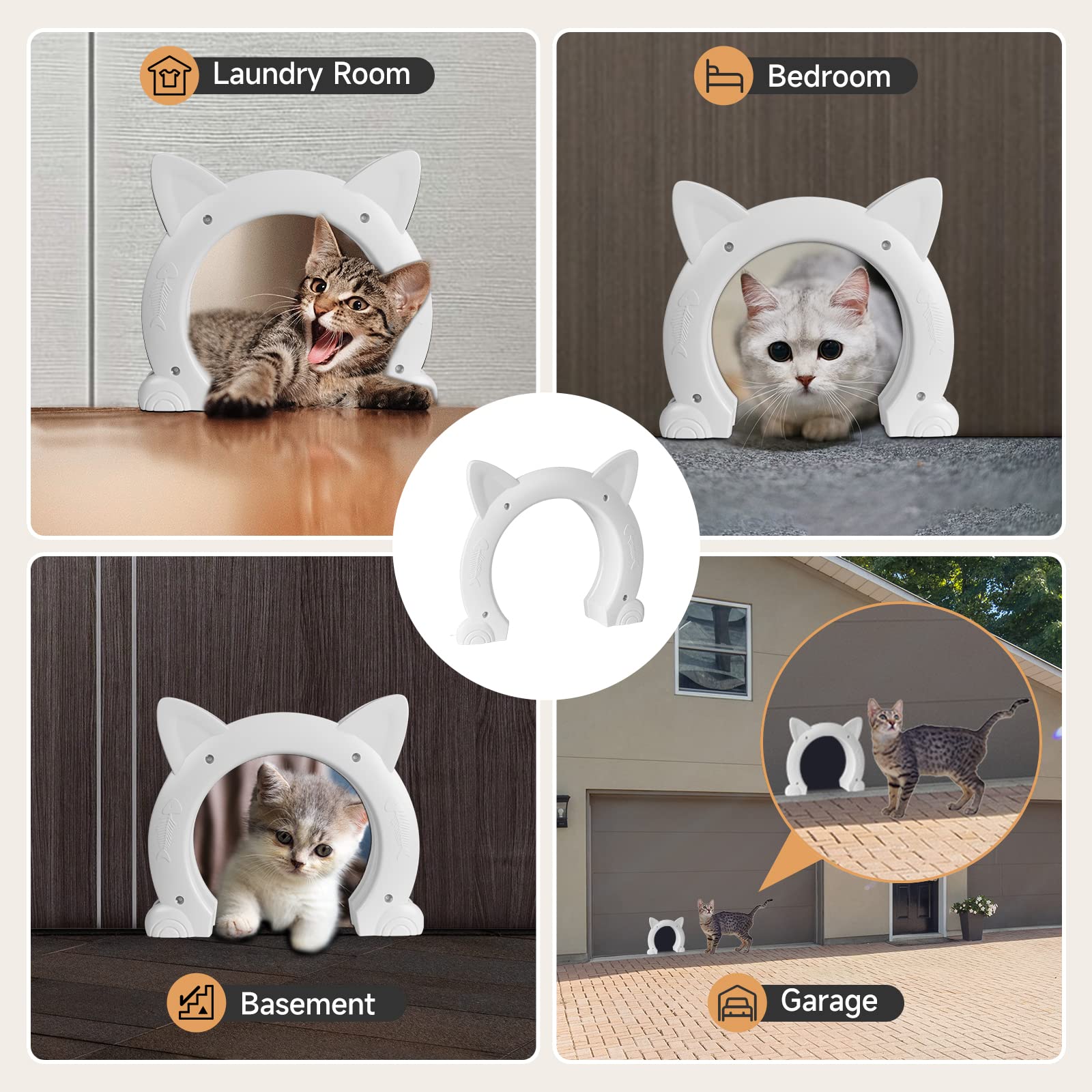 PUPIHOM cat door interior white rounded edges help prevent injuries