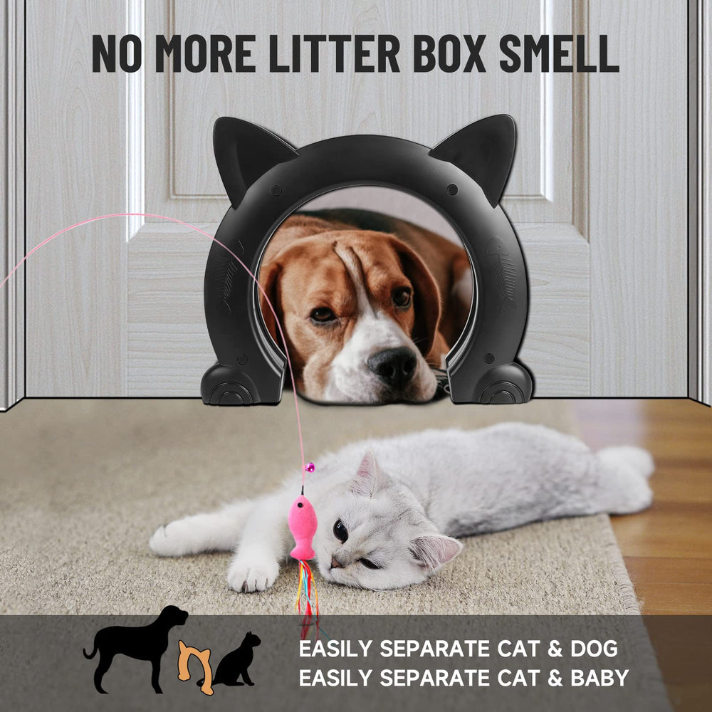 PUPIHOM Cat Door with a sleek black frame complements modern décor.
