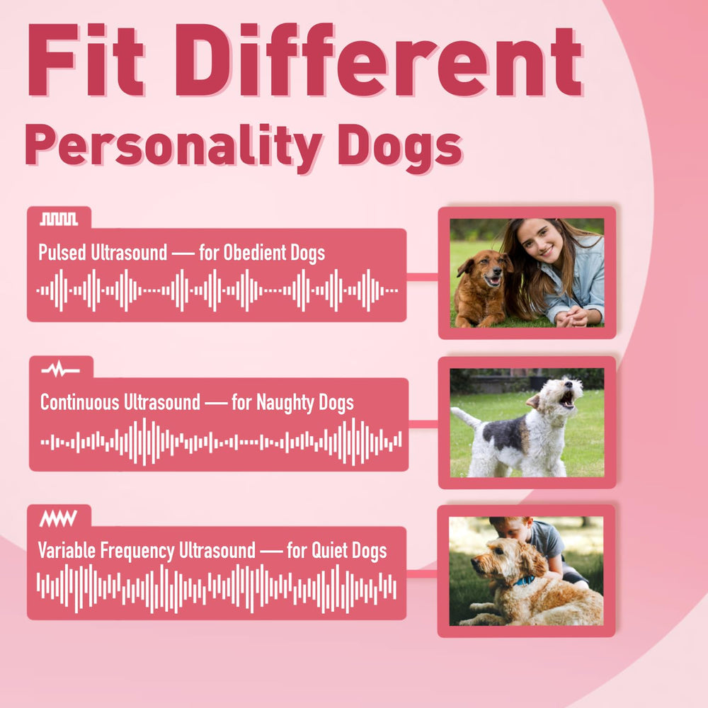 PUPKIDS dual-speaker deterrent emits ultrasonic waves for various dog breeds.
