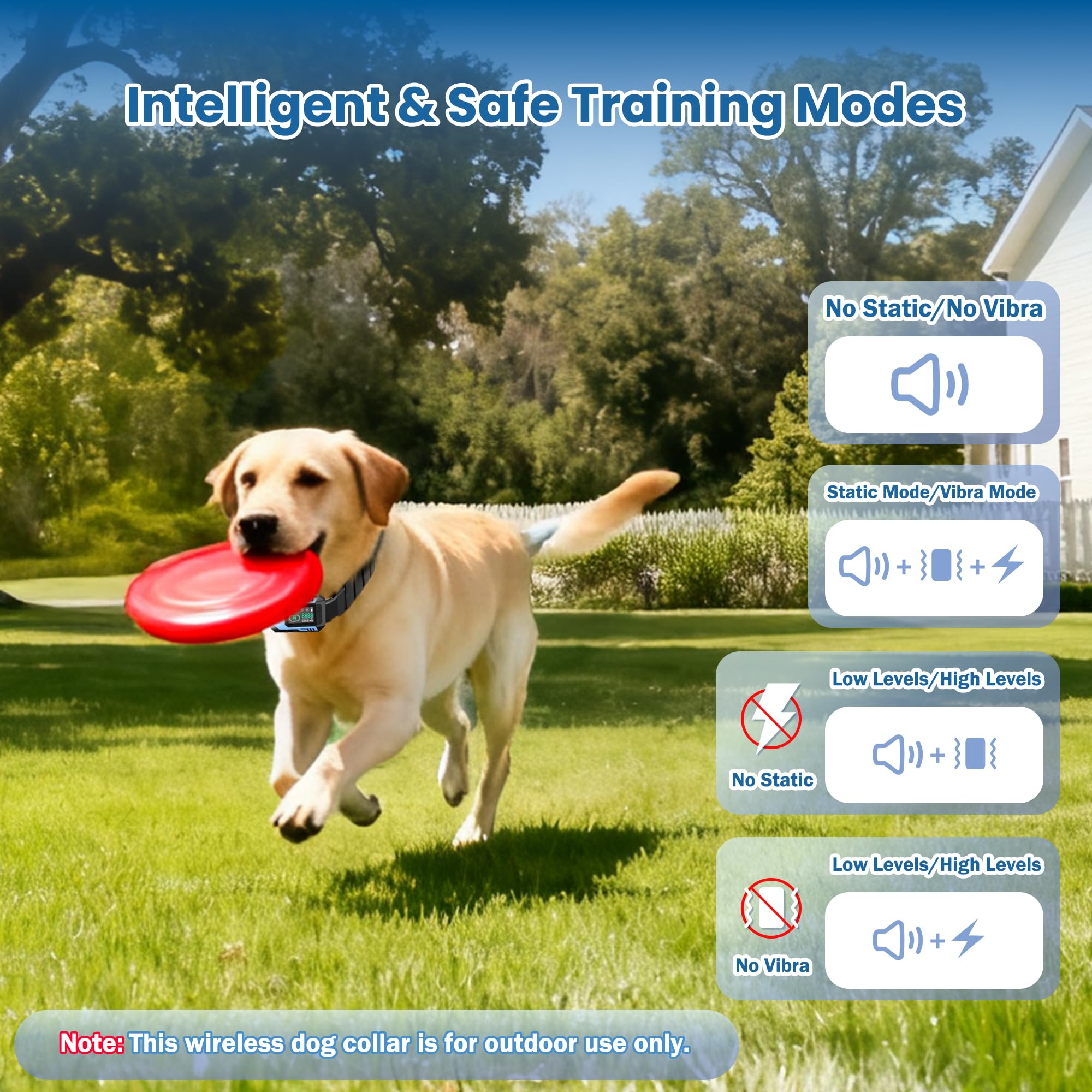 PUPKIDS rechargeable IPX7 collar shown in wet weather, ready for outdoor use