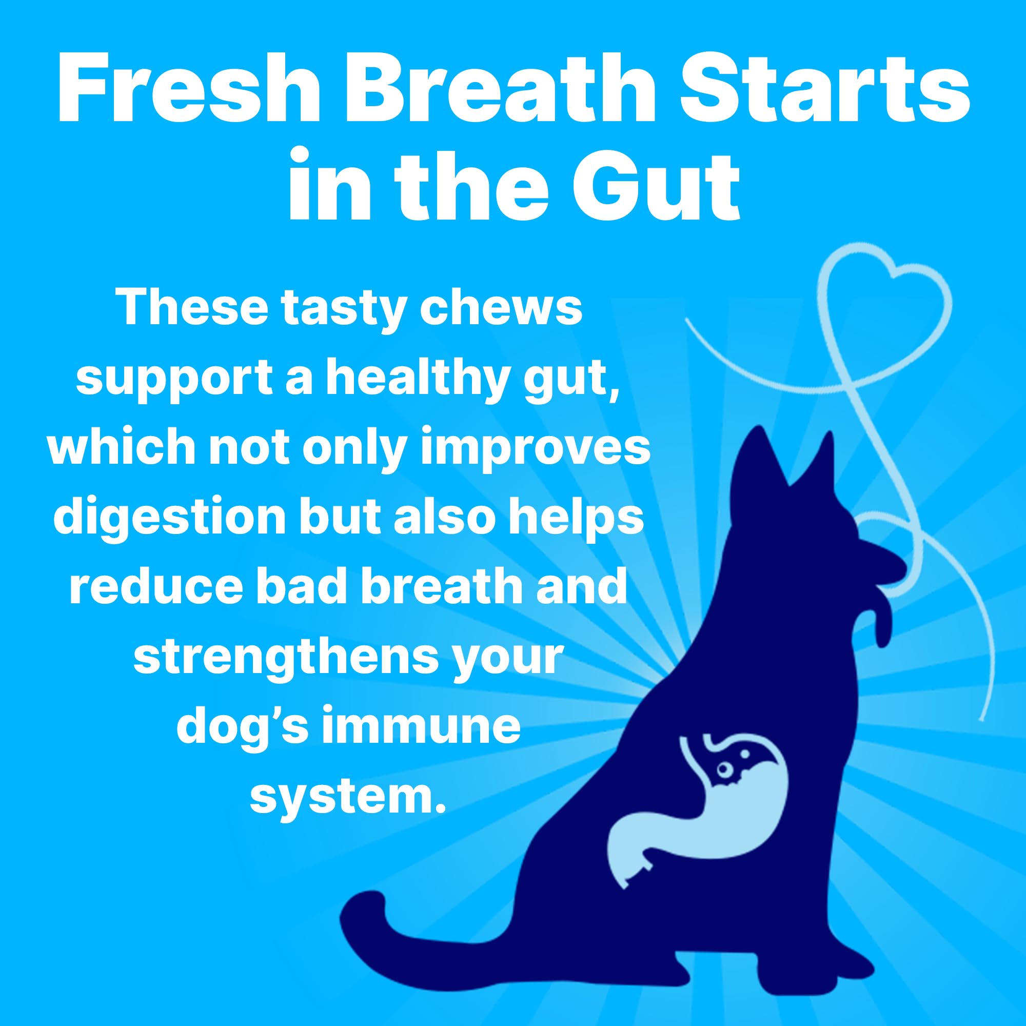 Pup Labs Fresh Breathies ingredients image highlights mint, parsley, spirulina promoting fresh breath