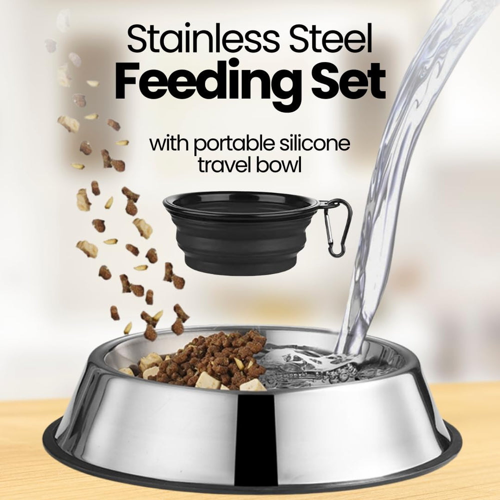 PupLuxe Durable non-slip bowls ideal for mealtime with travel-friendly design.
