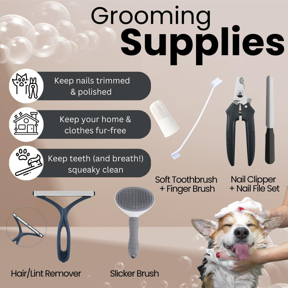 PupLuxe Toothbrush and nail clipper kit for gentle dog care.