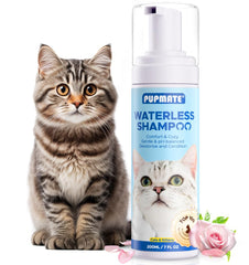 PUPMATE Cat Waterless Shampoo bottle shown for quick no-rinse grooming between baths.