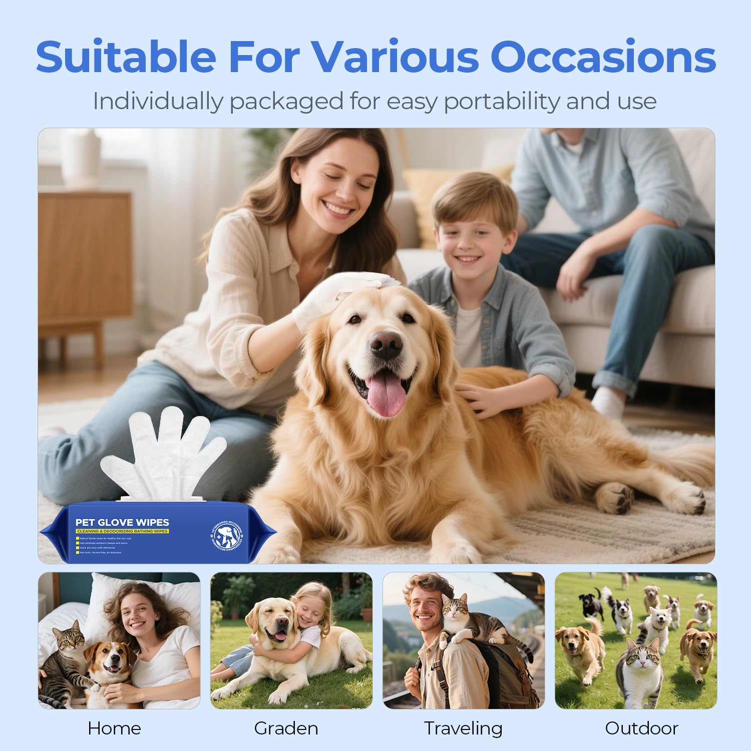 PUPMATE coconut-scented grooming wipes for refreshing pet odor control
