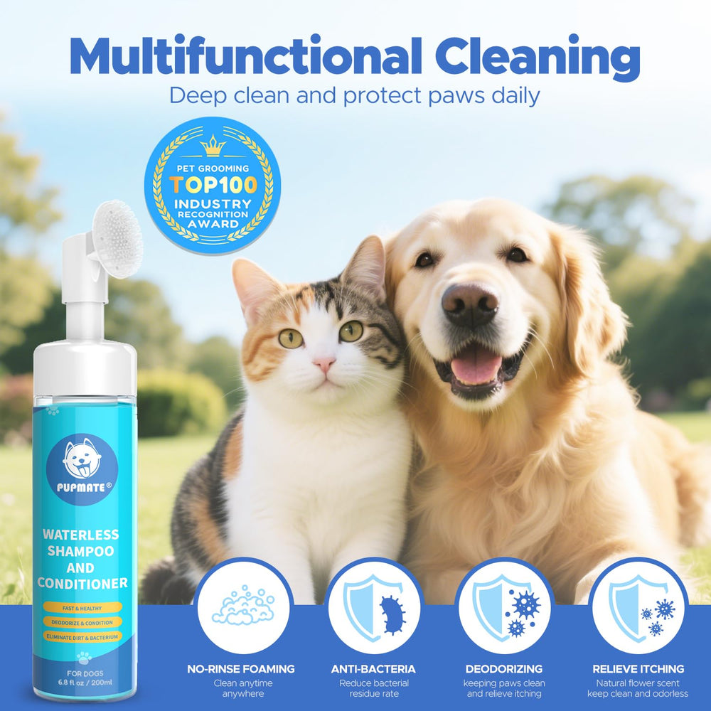 PUPMATE paw cleaner foaming action in use on a dog paw.