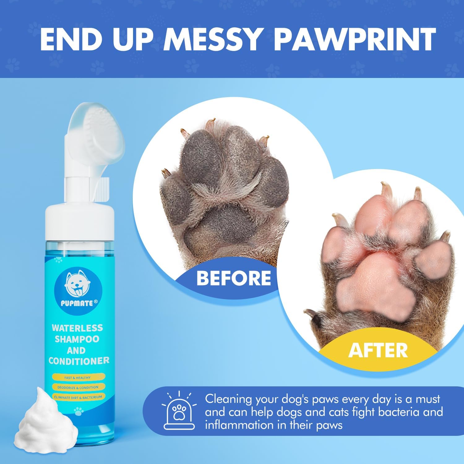 Pupmate Paw Cleaner natural plant formula protects paw oils