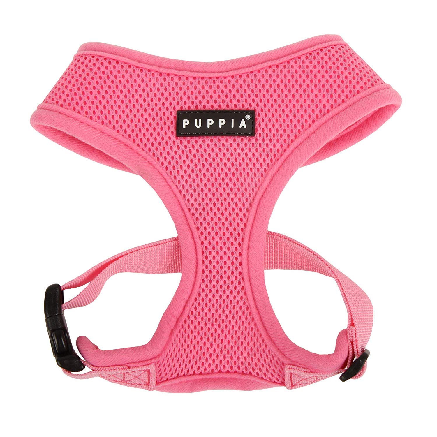 Puppia Soft Dog Harness No Choke pink large front view for easy everyday walks.
