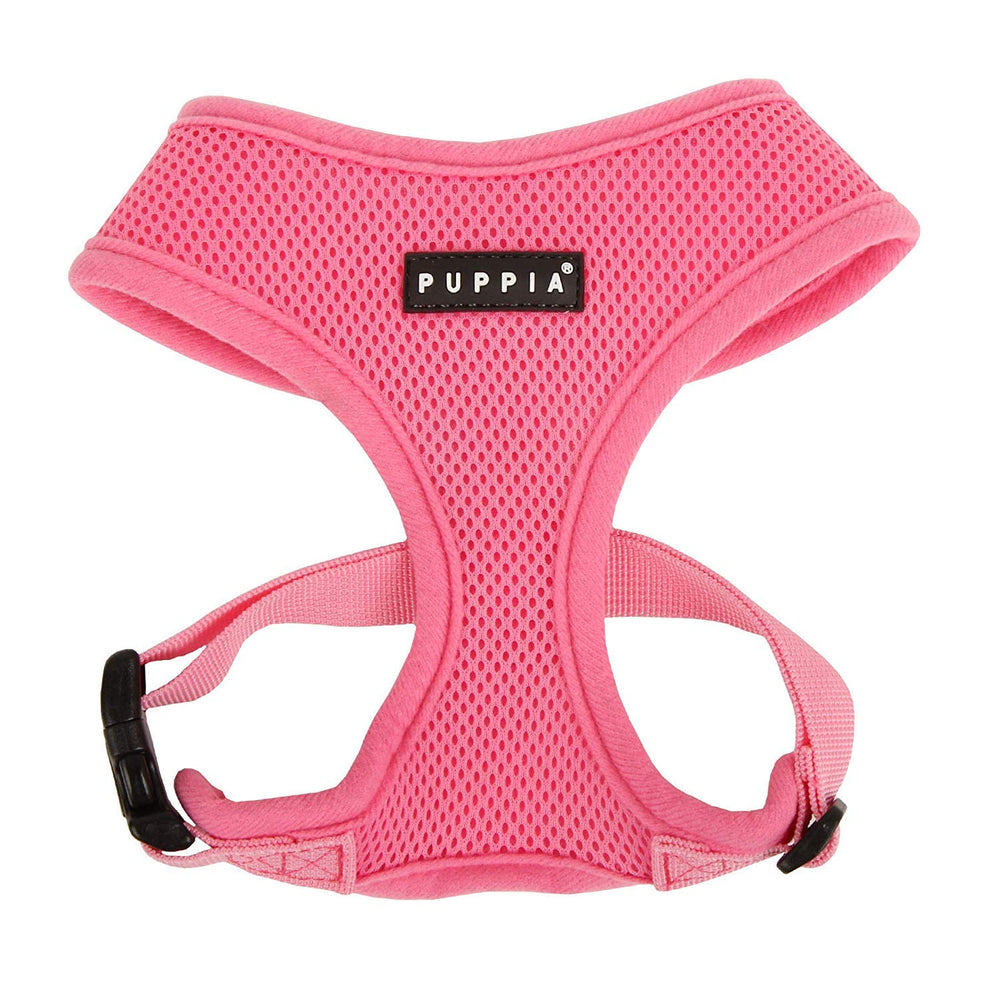 Puppia Soft Dog Harness No Choke pink large front view for easy everyday walks.