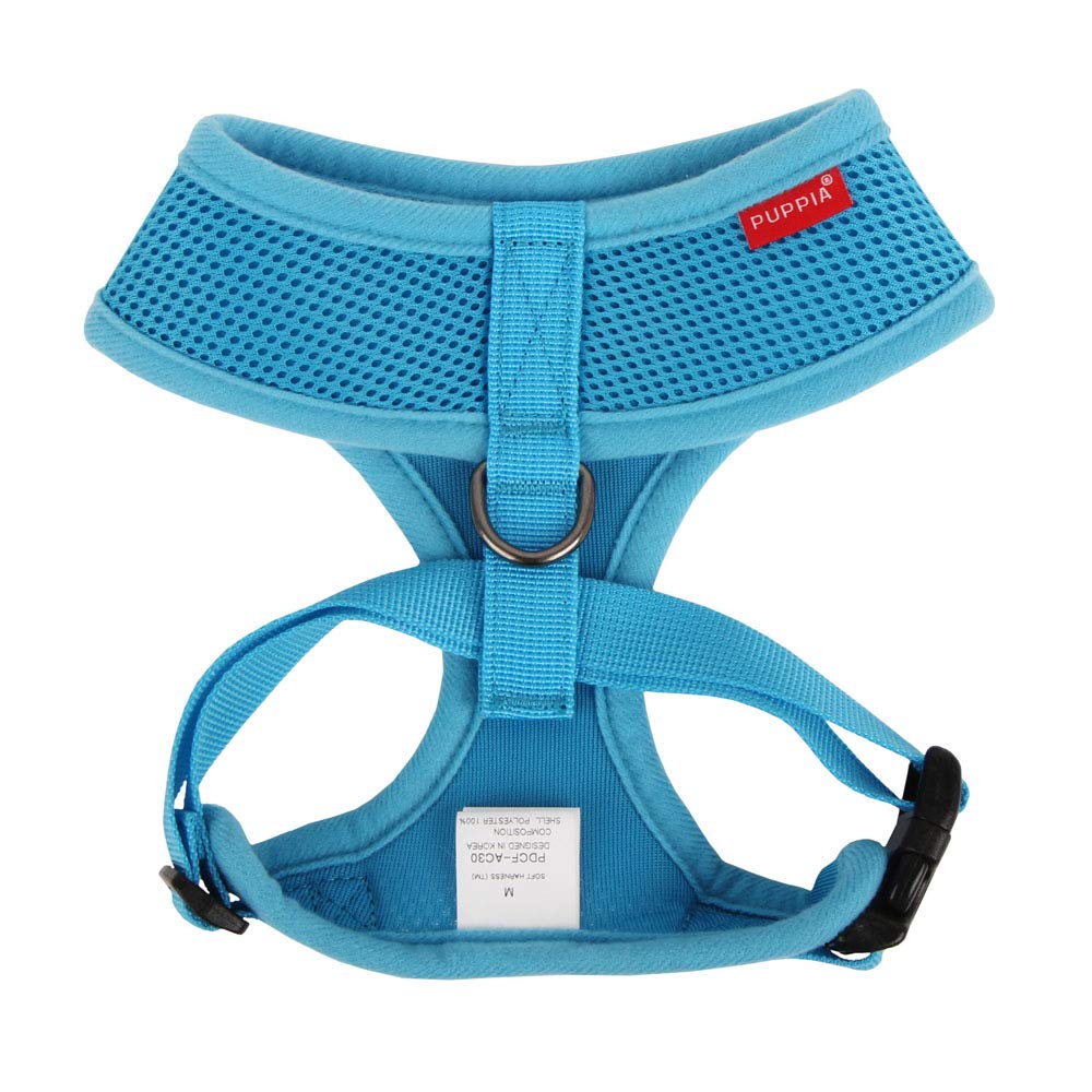 Puppia Soft Dog Harness with a quick-release buckle for easy on and off.