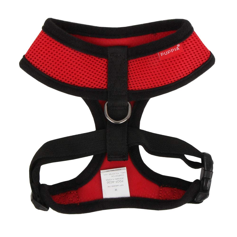 Puppia soft mesh harness showing padded neck opening for gentle contact during walks.