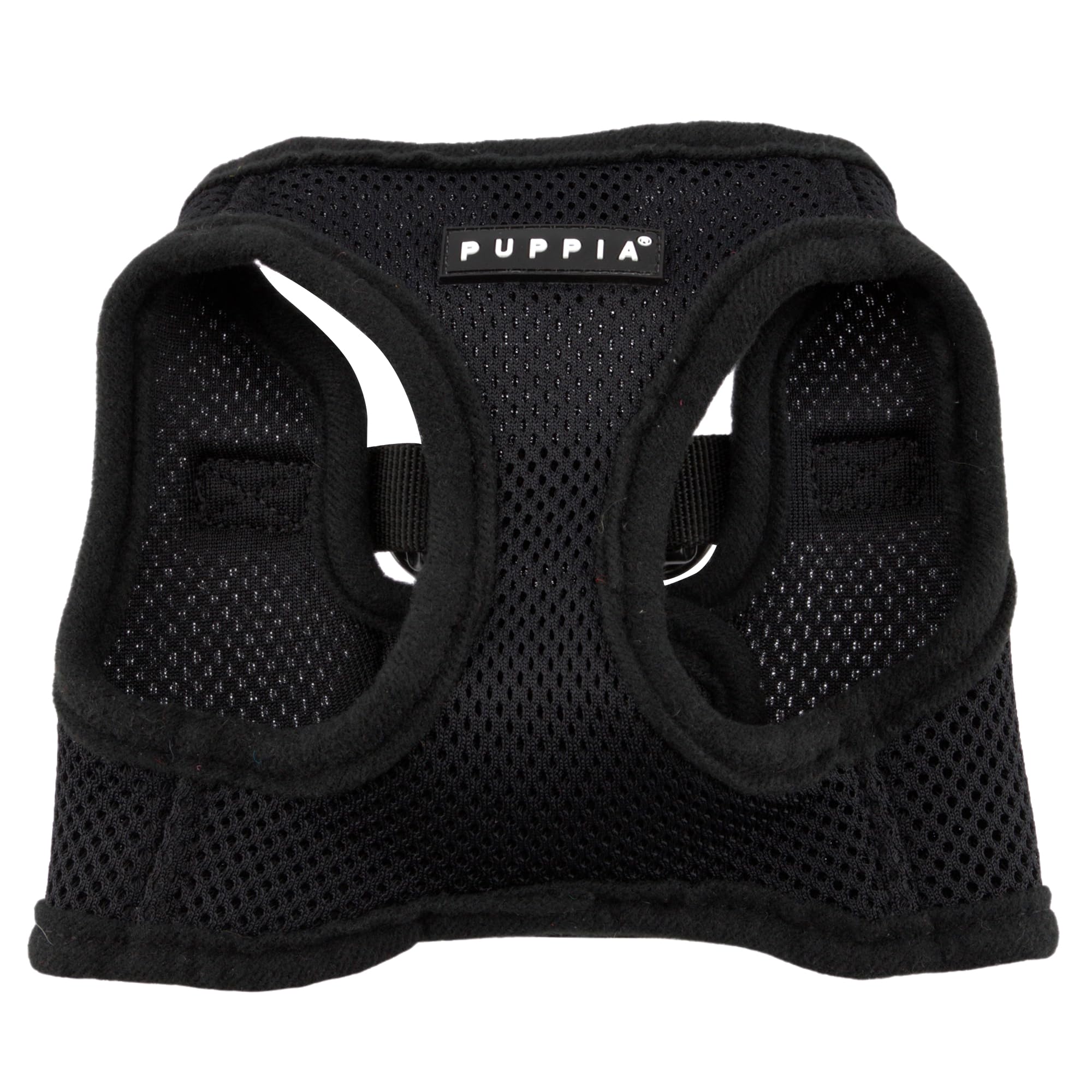 Puppia Soft Vest Harness in black, inner padding for comfort.