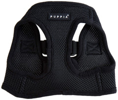 Puppia Soft Vest Harness in black, strap detail for secure fit.