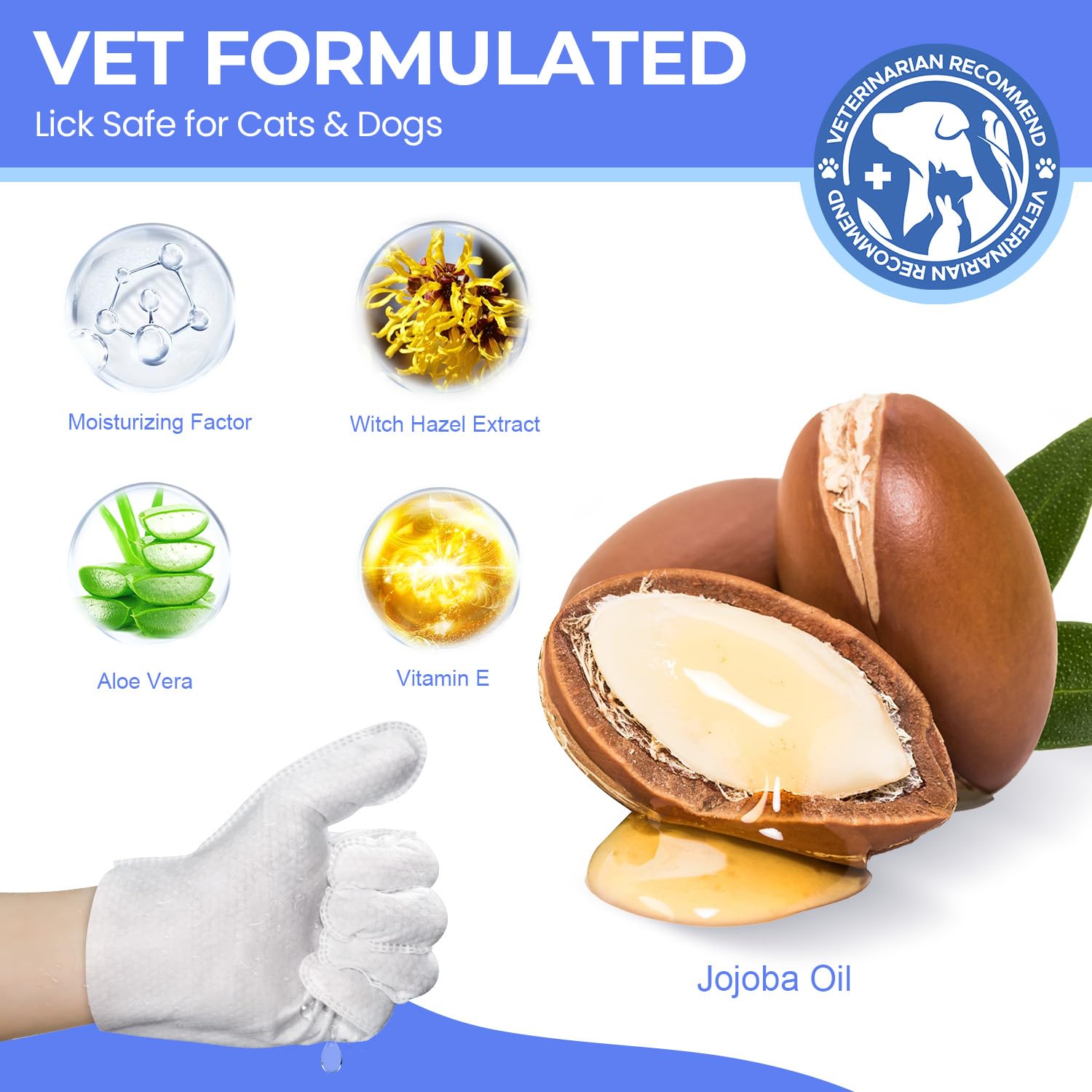 PUPMATE glove wipe used during a cat grooming session with gentle care