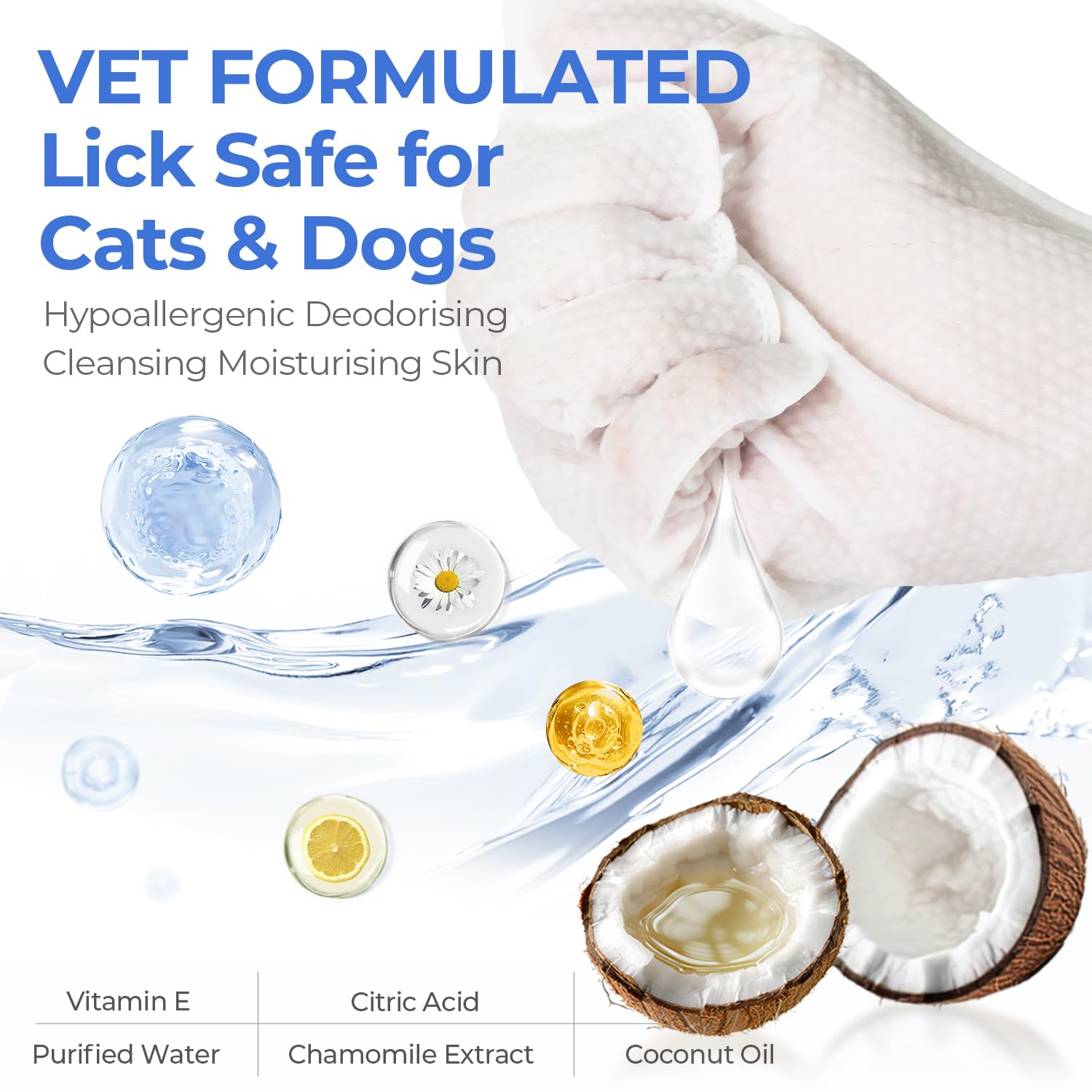 PUPMATE Glove Wipes texture close-up highlights dense, tear-resistant material for easier cleaning.