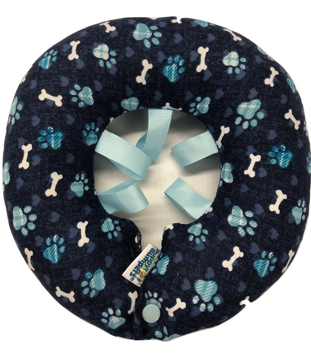 Puppy Bumpers Blue Paw Prints front view showing safe, escape-preventing design