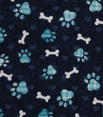 Puppy Bumpers Blue Paw Prints neck-measure view highlights proper sizing