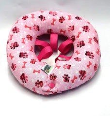 Puppy Bumpers pink paw print fabric detail for safe fence play