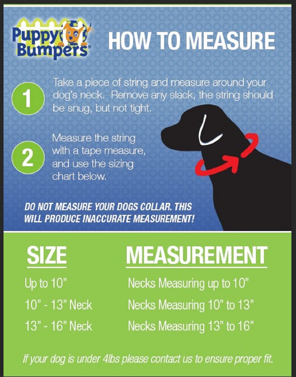 Puppy Bumpers rainbow paw design fits dogs up to 10 inches neck.