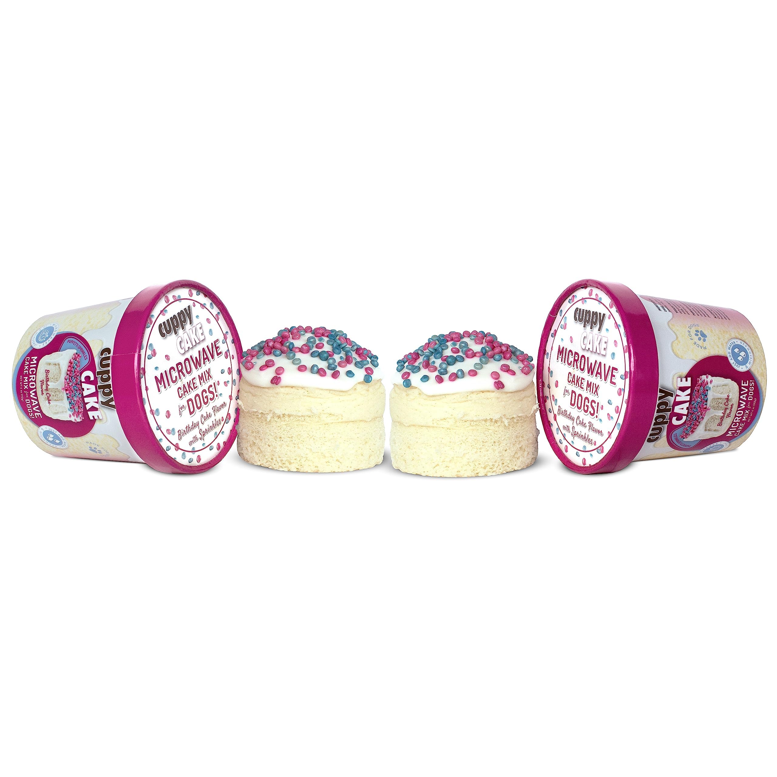 Puppy Cake Cuppy Cake vanilla dog cake cup with Pupfetti sprinkles for celebrations