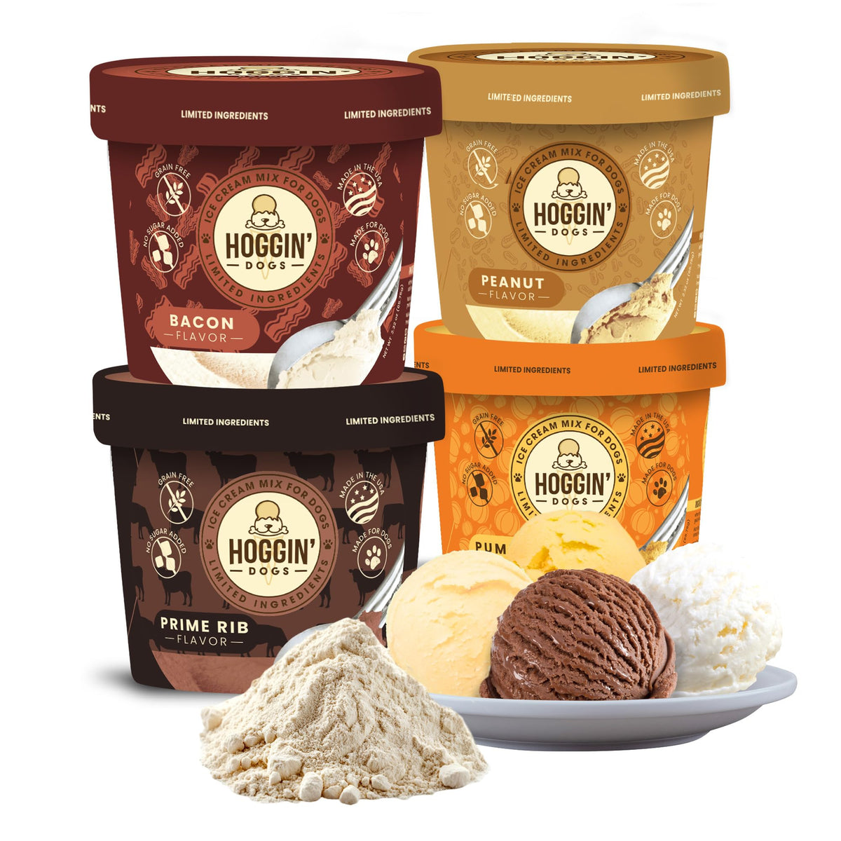 Puppy Cake Hoggin' Dogs pumpkin ice cream mix for dogs, scoopable treat for hot days