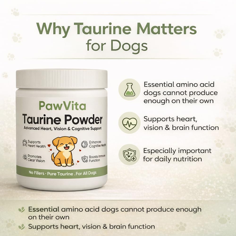 PuppyLabCo Pawvita Taurine powder dissolves easily into meals for convenient supplementation