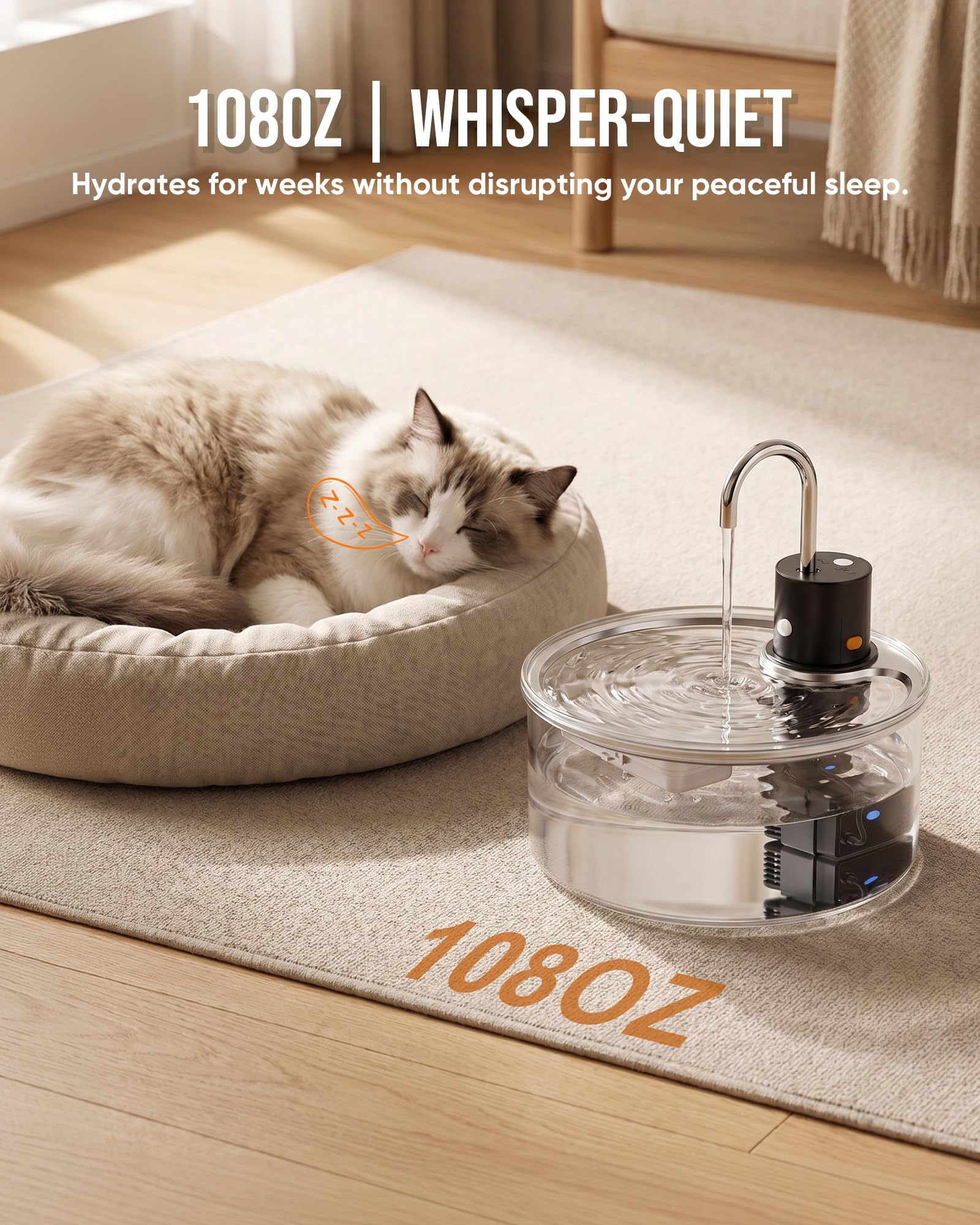 PuppySpout continuous flow mode provides steady water when plugged in