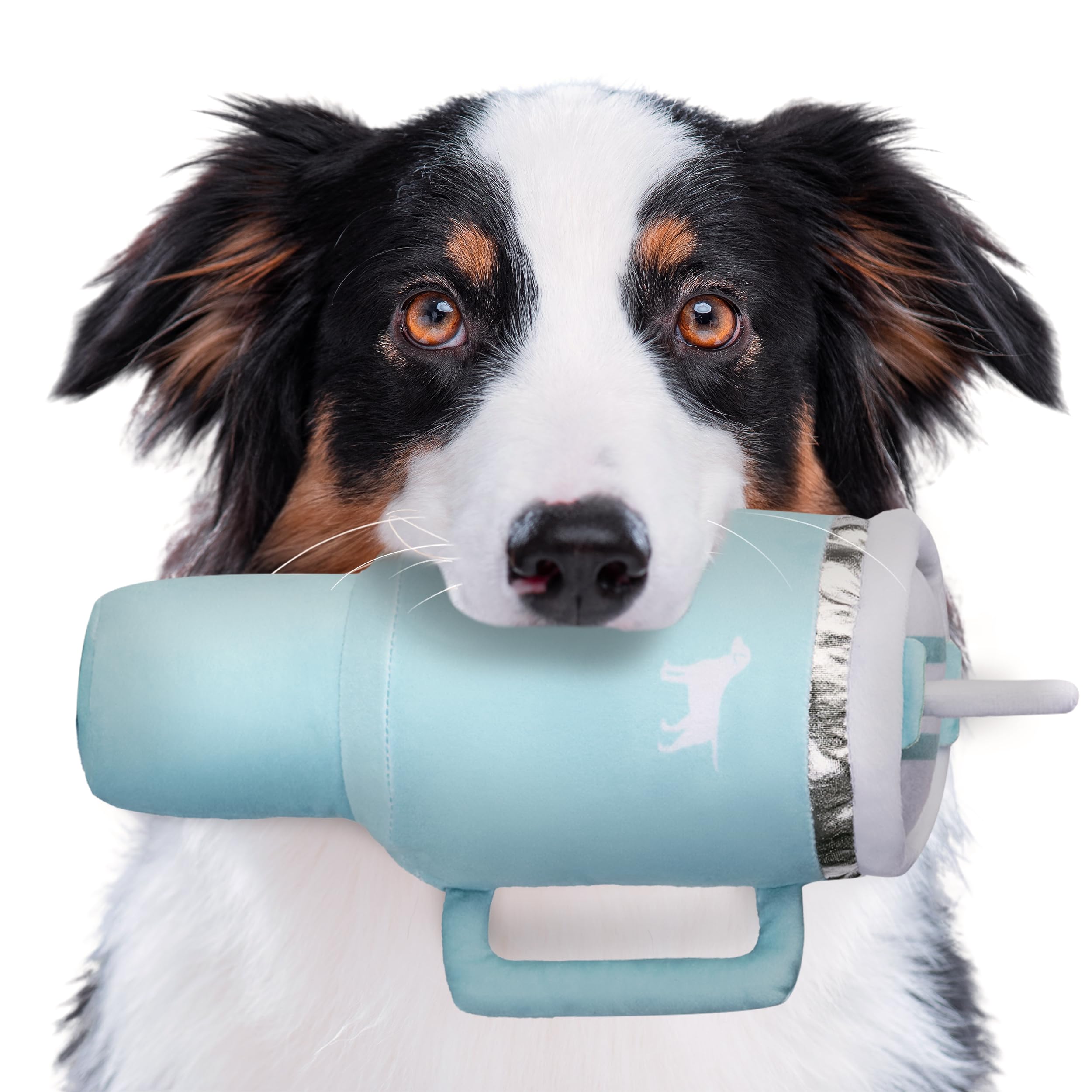PUPROAR Pup Cup Tumbler Toy in mint green plush ideal for cuddles and fetch.