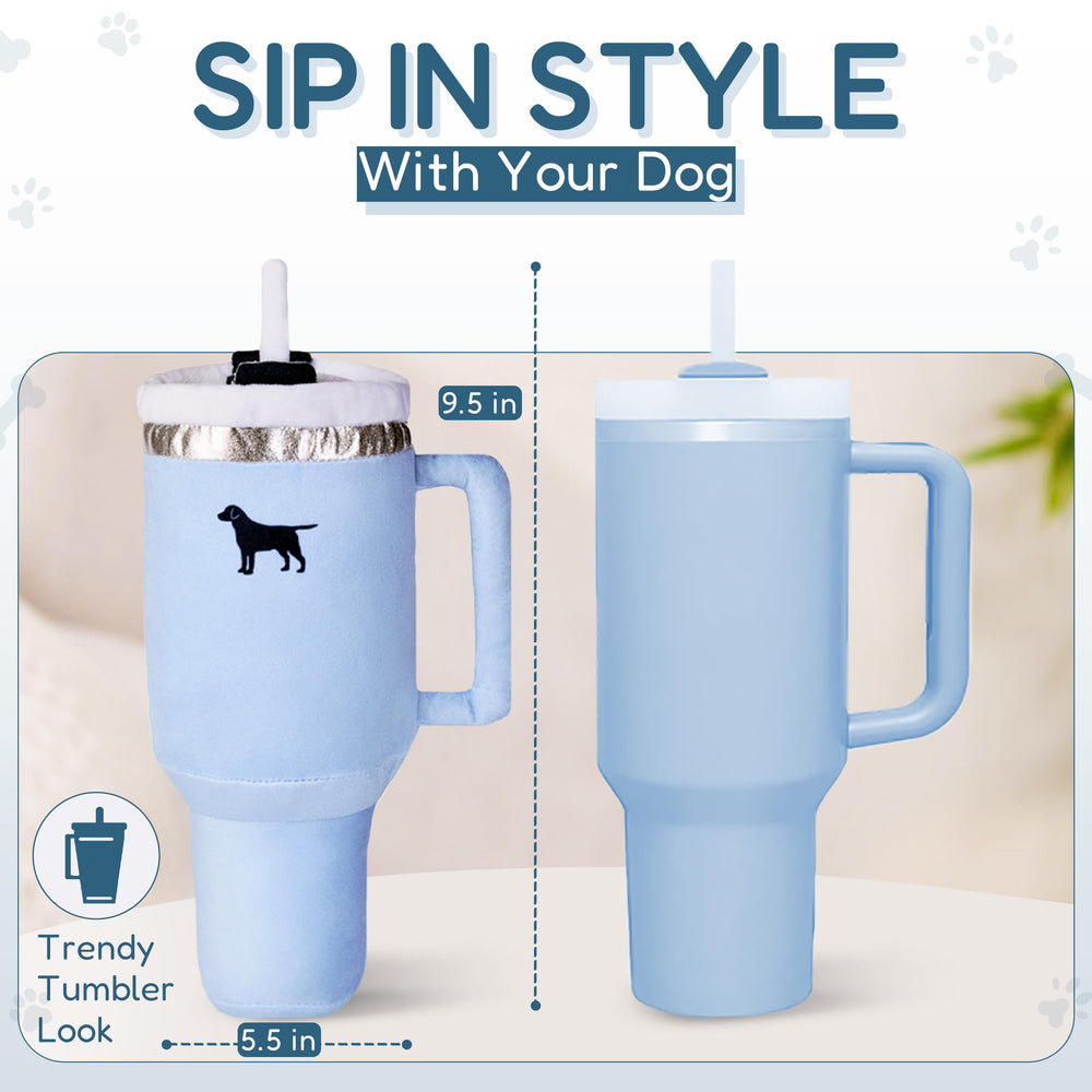 PUPROAR Pup Cup Tumbler Toy with squeaker enhances interactive play.