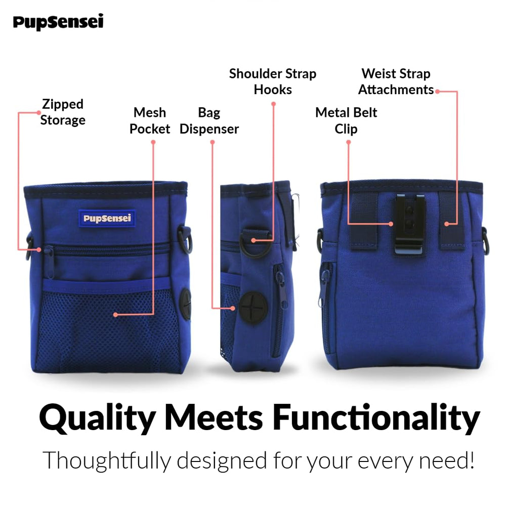 PupSensei zippered front pocket stores keys and clickers securely.