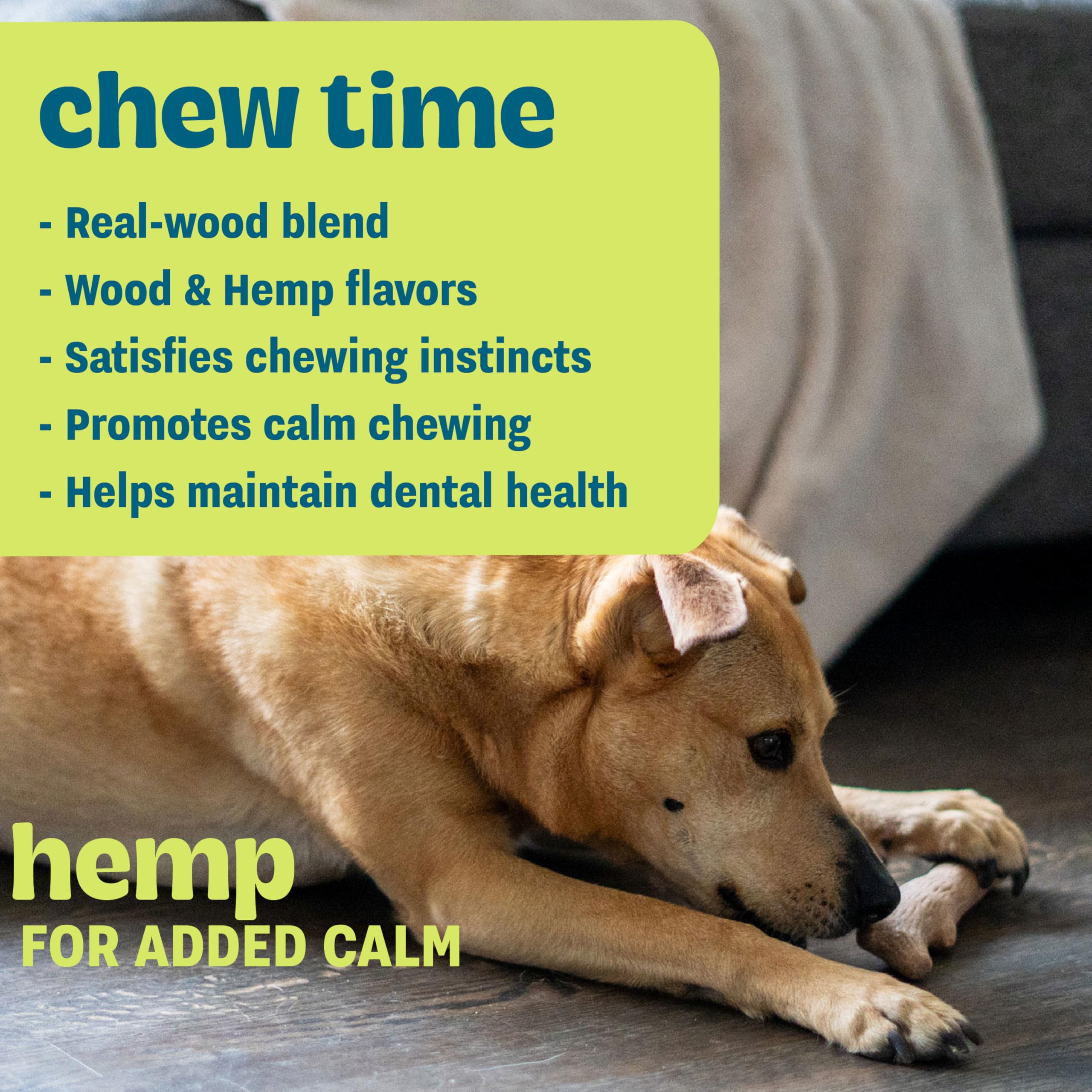 Pupstages Dogwood Calming Dog Chew Toy two-pack highlights both flavors for daily enrichment.