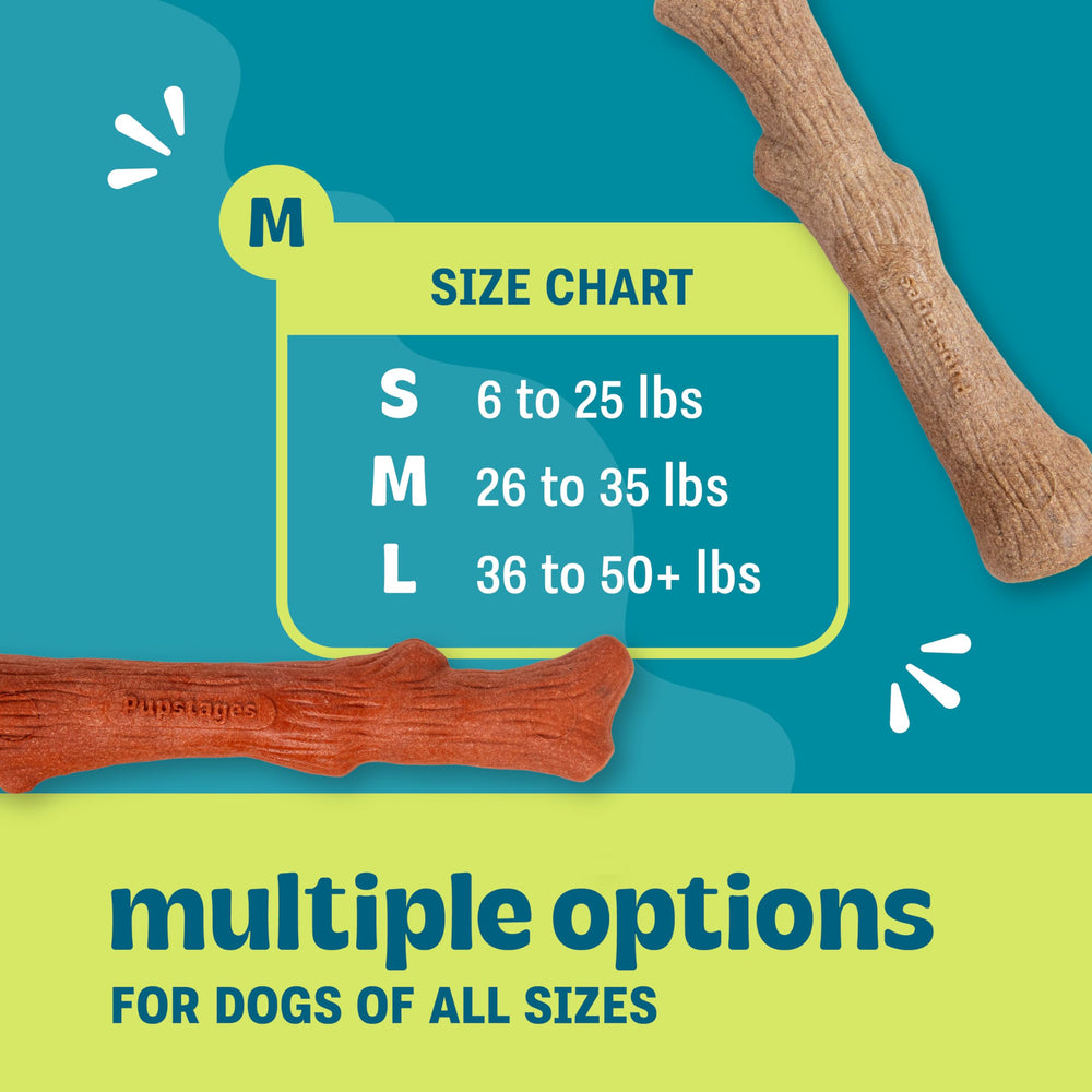 Pupstages Dogwood Mesquite Chew Durable Wood Texture provides mess-reducing, satisfying chew experiences.