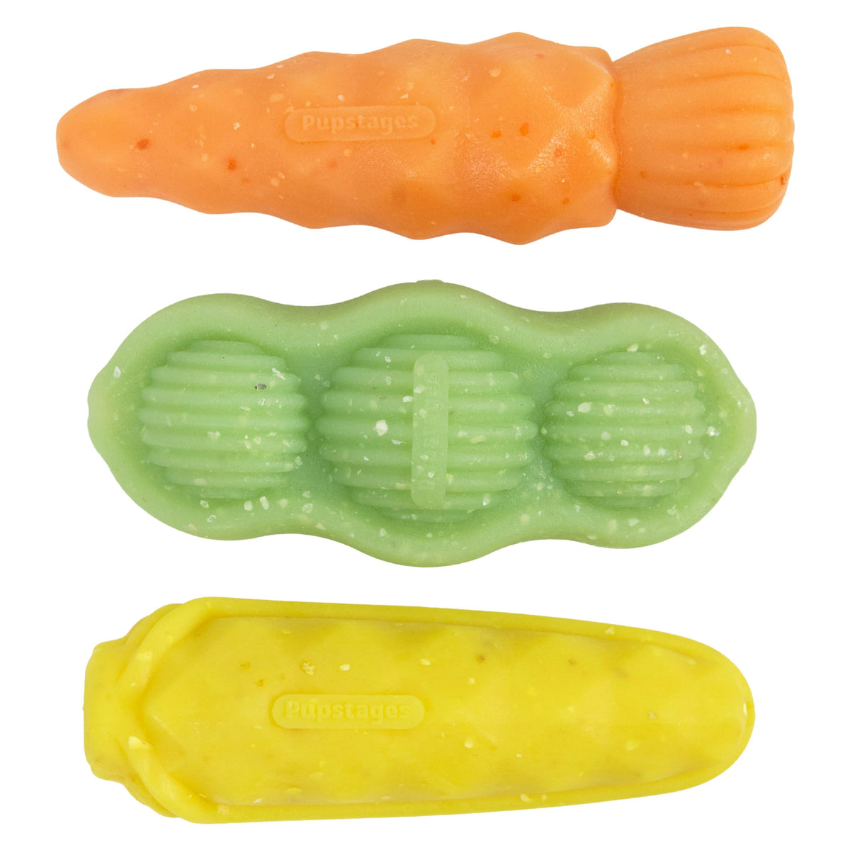 Pupstages Flex-Force carrot toy with gentle-chew surface for teething.