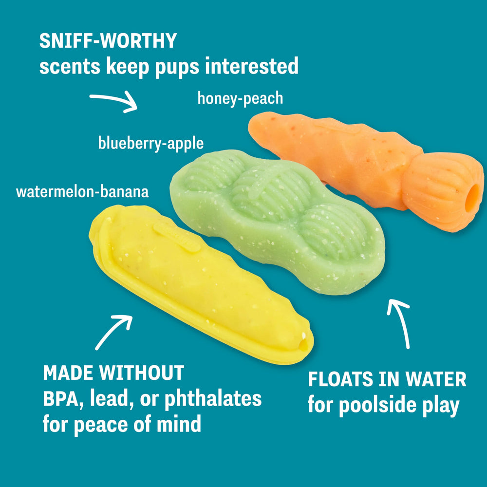 Pupstages Flex-Force corn toy with multi-texture design for engagement.