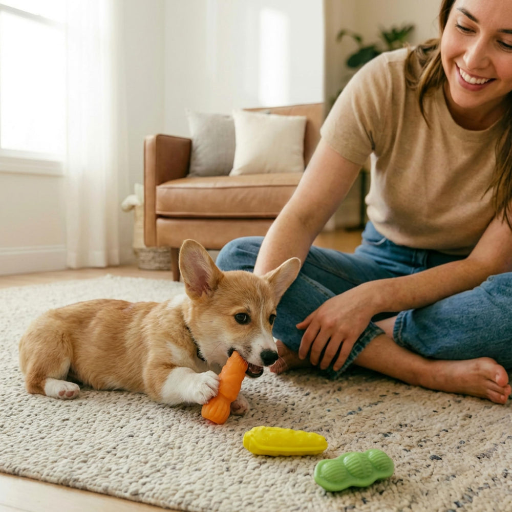Pupstages Flex-Force toy floats for water play with small dogs.