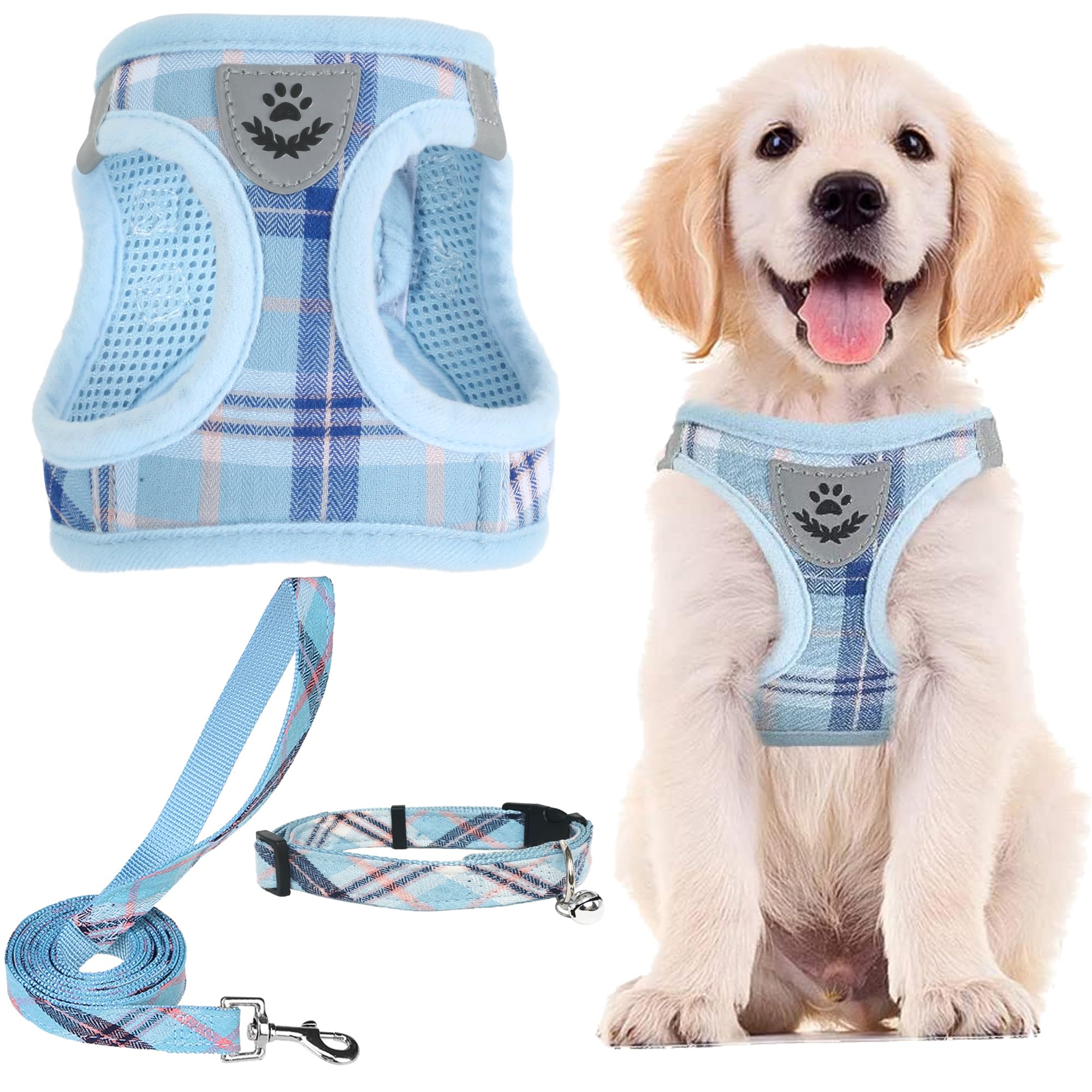 PUPTECK adjustable blue harness with step-in design for quick wear