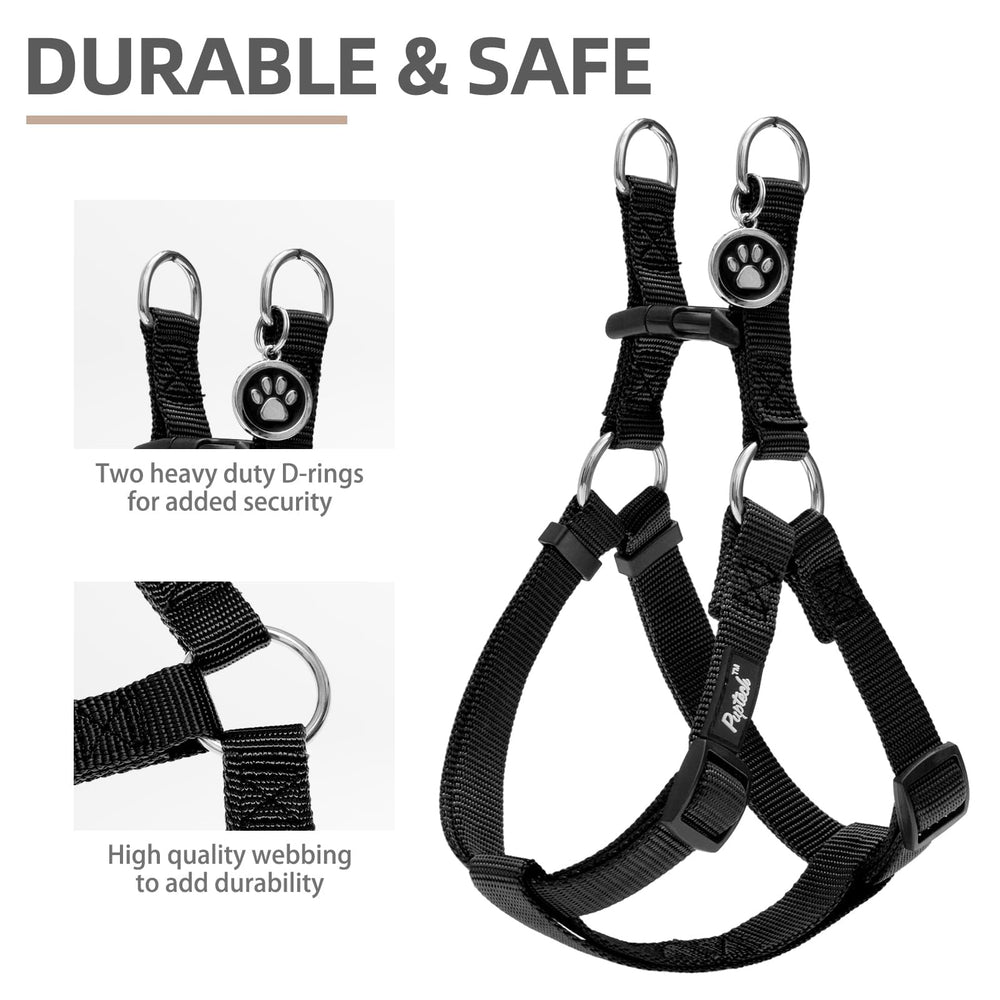 PUPTECK step-in harness front view for quick, easy fitting.