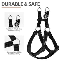 PUPTECK step-in harness front view for quick, easy fitting.