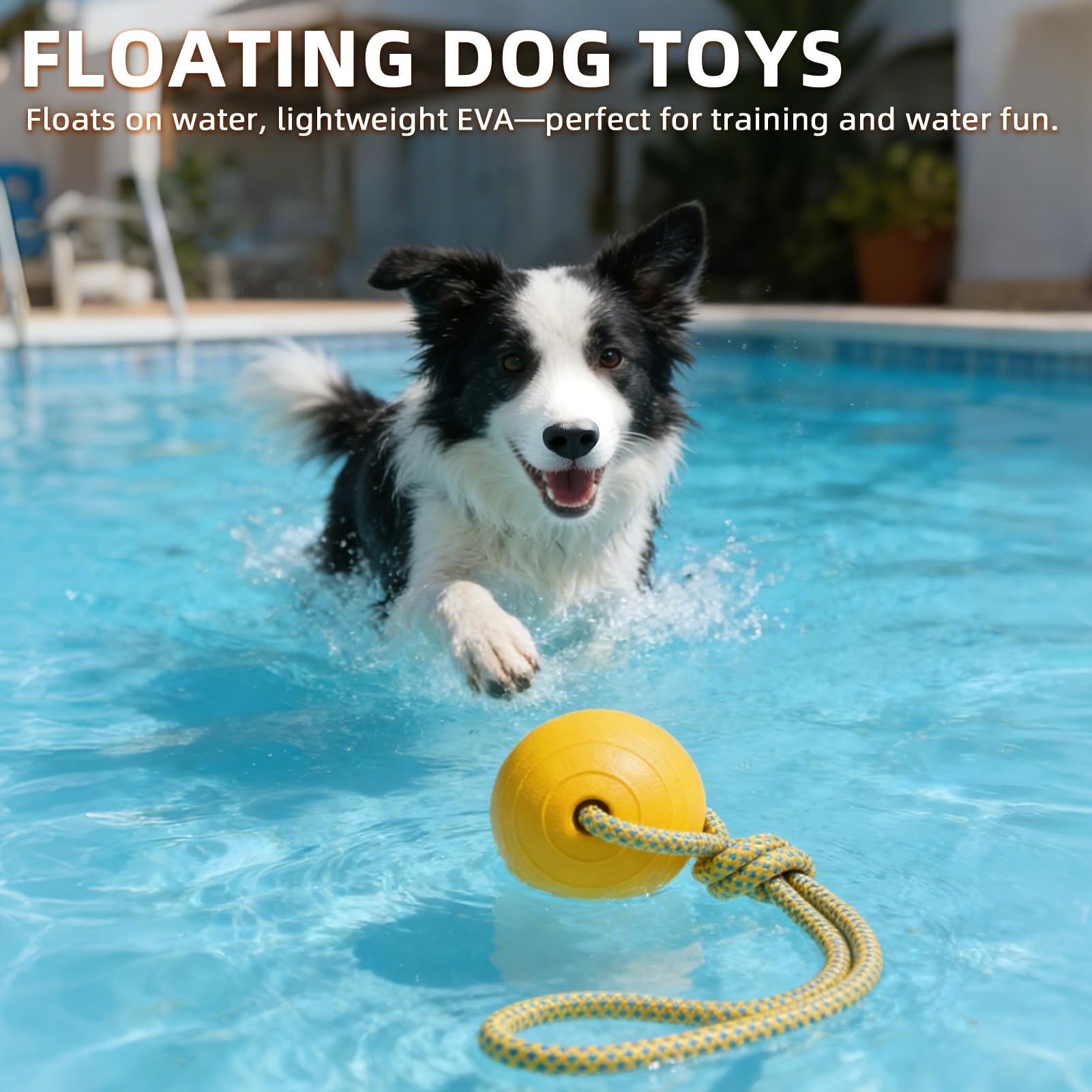 PUPTECK bright orange and yellow toy increases visibility on land and in water.