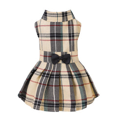 PUPTECK Classic Plaid Dog Dress front view shows soft fabric and fit.