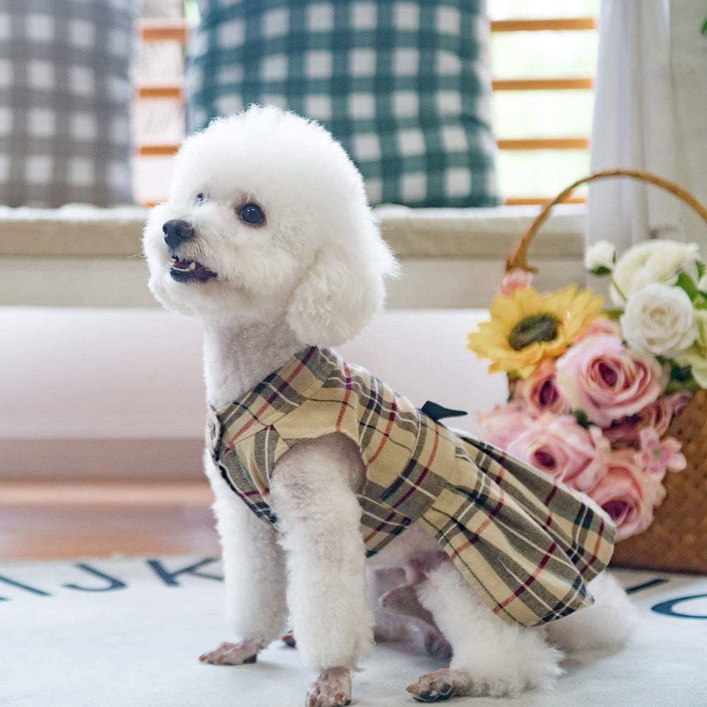 PUPTECK Plaid dress in holiday style for outings and photos.