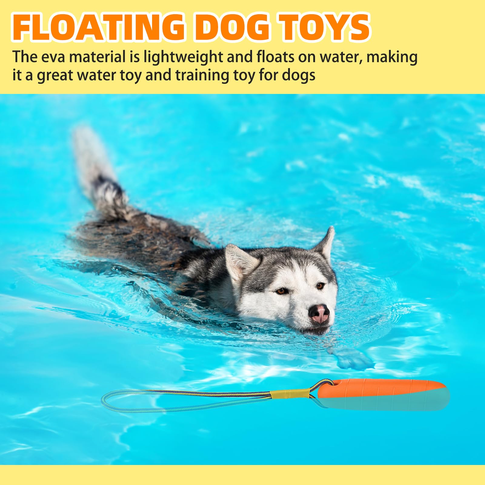 PUPTECK floating dog toy with rope for training sessions on water