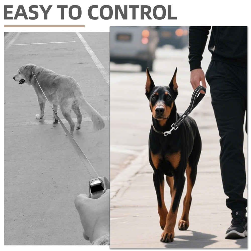 PUPTECK reflective dog leash black 1-5ft for urban walks.