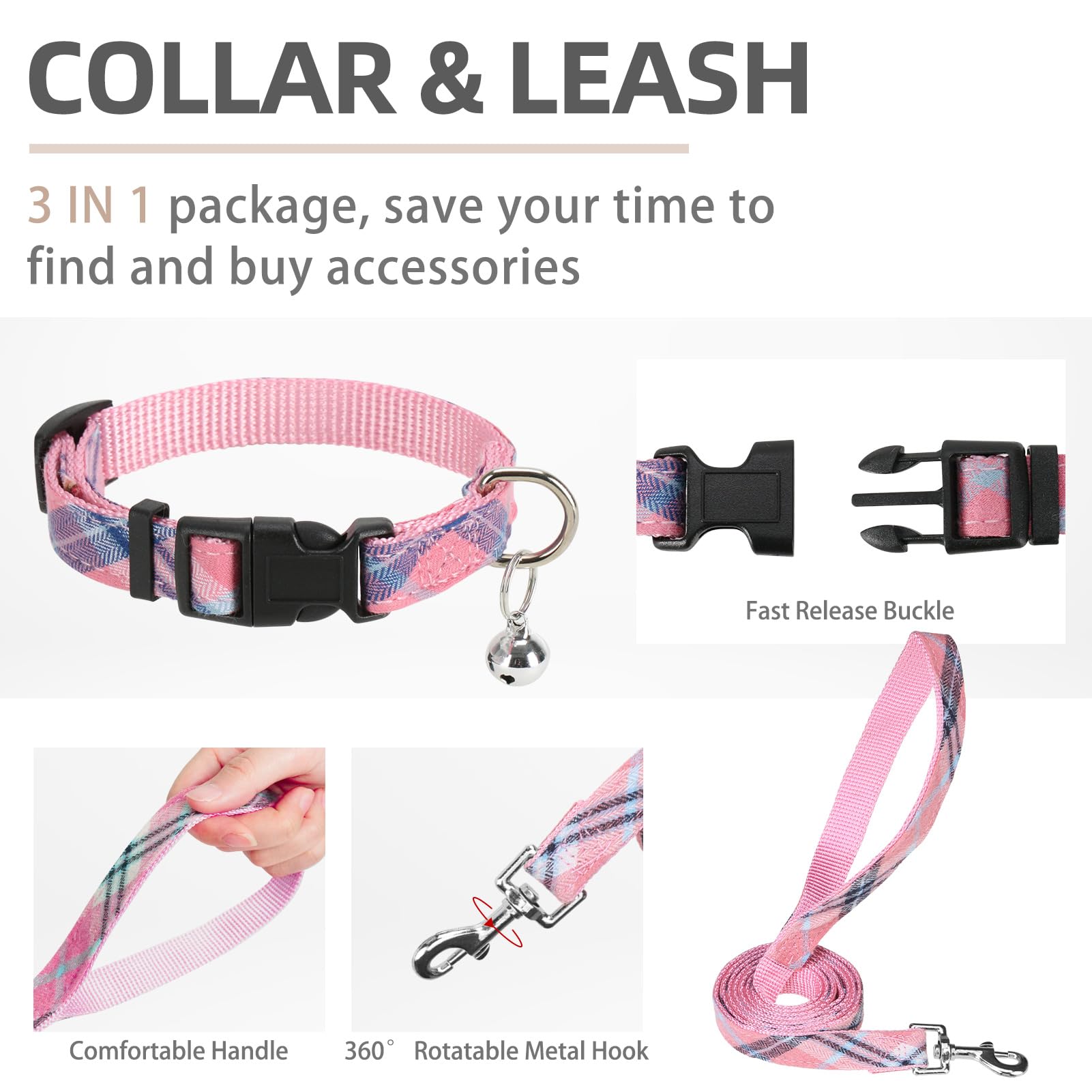 PUPTECK reflective plaid pattern harness for safer night walks