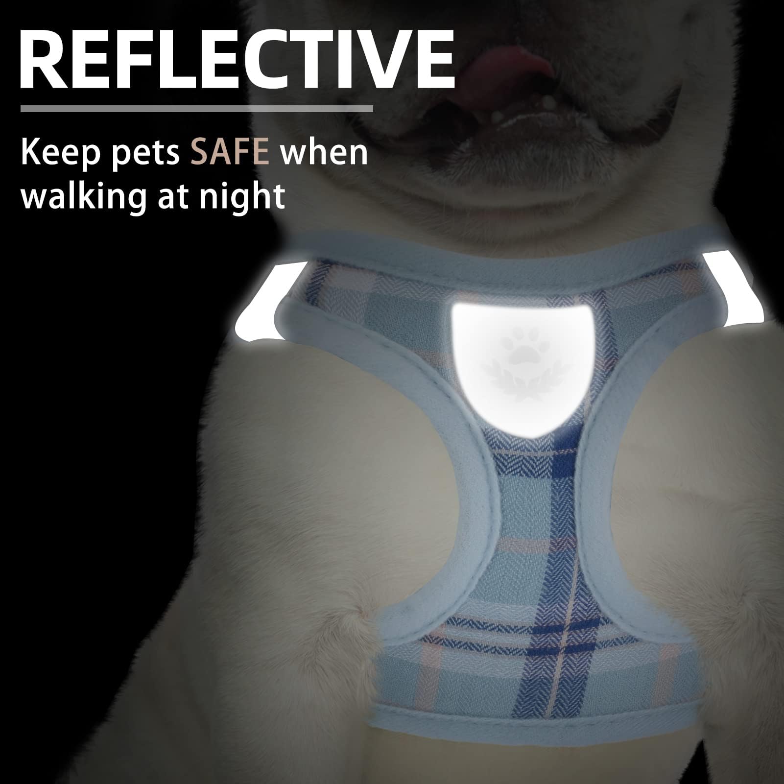PUPTECK reflective plaid pattern enhances visibility during night walks.