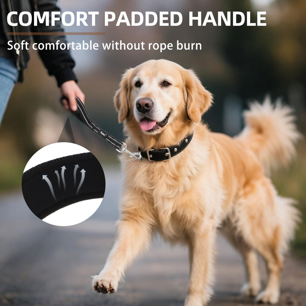 PUPTECK reflective short dog leash black 1ft padded handle for close control.