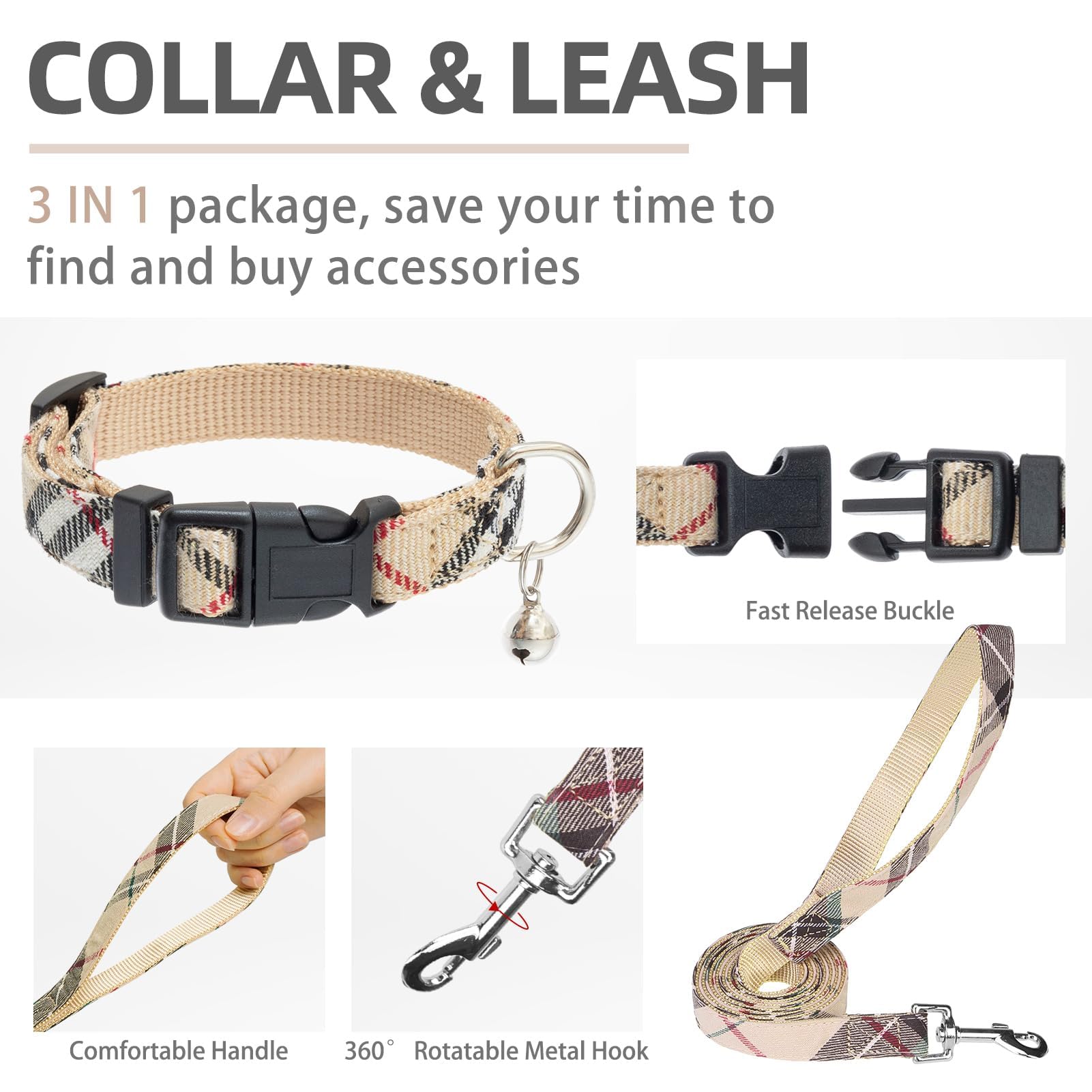 PUPTECK reflective straps harness in beige for better night visibility