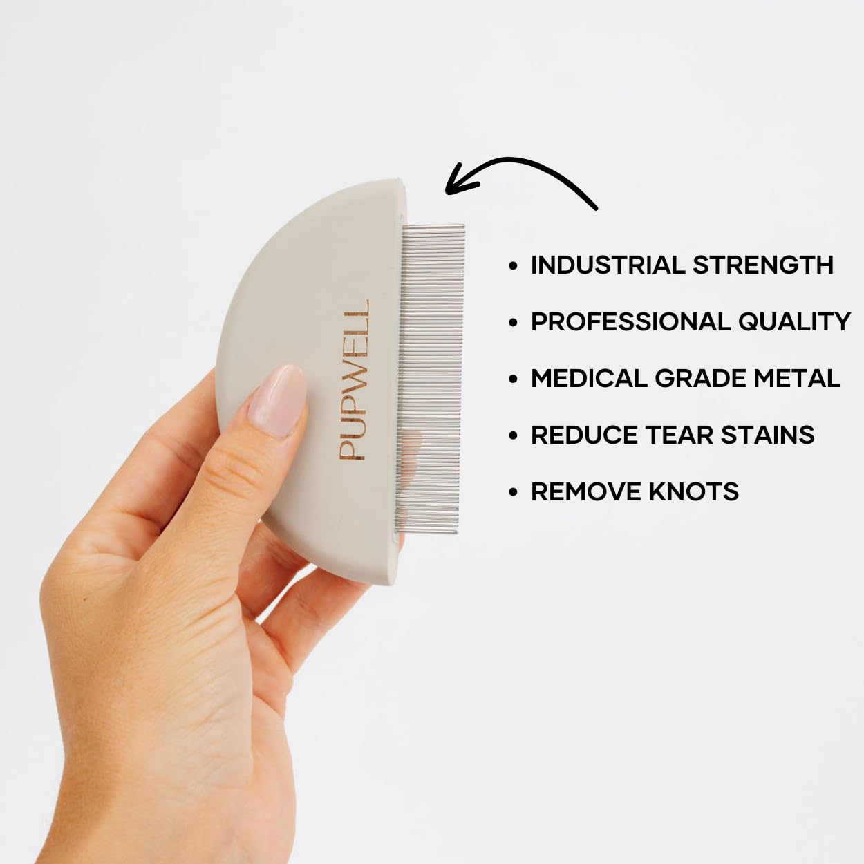 Birch wood and stainless steel design of Pupwell Detailer Comb.
