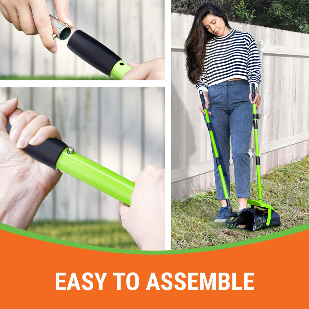 Pupzle green scooper shown in action keeping a tidy yard